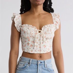 Mine Floral Crop Top Sz Large NWT